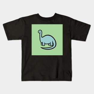 Blue Dinosaur on Green Kids T-Shirt